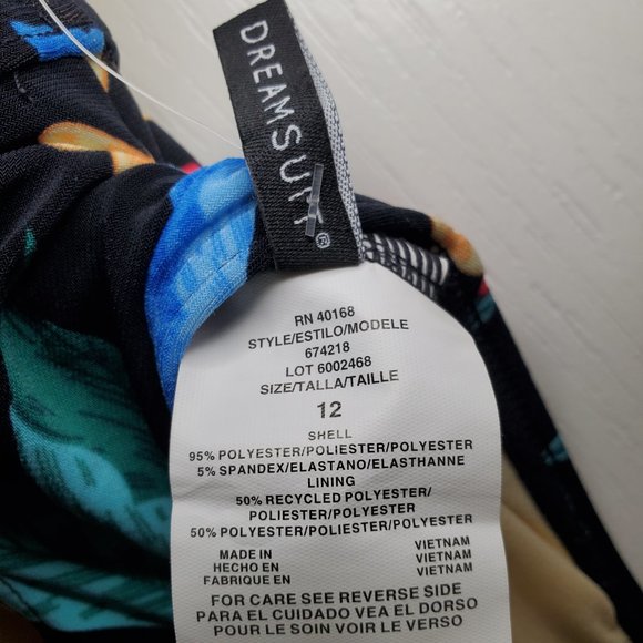 NWT Tankini Swim Top Size 12 Dreamsuit by Miracle Brands Black Pink Blue Multi - Picture 10 of 10